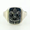 Vintage sterling silver Boy Scouts of America Be Prepared signet ring with Universal Emblem, size 10.25