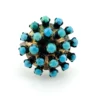 Sterling silver Sputnik dome ring with 21 raised round turquoise cabochons