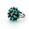 Sterling silver Sputnik dome ring with 21 raised round turquoise cabochons