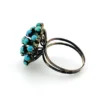 Sterling silver Sputnik dome ring with 21 raised round turquoise cabochons