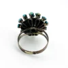 Sterling silver Sputnik dome ring with 21 raised round turquoise cabochons