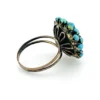 Sterling silver Sputnik dome ring with 21 raised round turquoise cabochons
