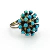 Sterling silver Sputnik dome ring with 21 raised round turquoise cabochons