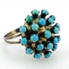 Sterling silver Sputnik dome ring with 21 raised round turquoise cabochons