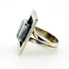 Geometric sterling silver panel ring with emerald-cut Swiss blue topaz