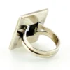 Geometric sterling silver panel ring with emerald-cut Swiss blue topaz