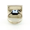 Geometric sterling silver panel ring with emerald-cut Swiss blue topaz