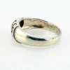 Asymmetrical sterling silver band with teardrop opal and pyramid-cut marcasites