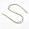 Long silver-tone hayseed-link watch chain necklace with dog clip