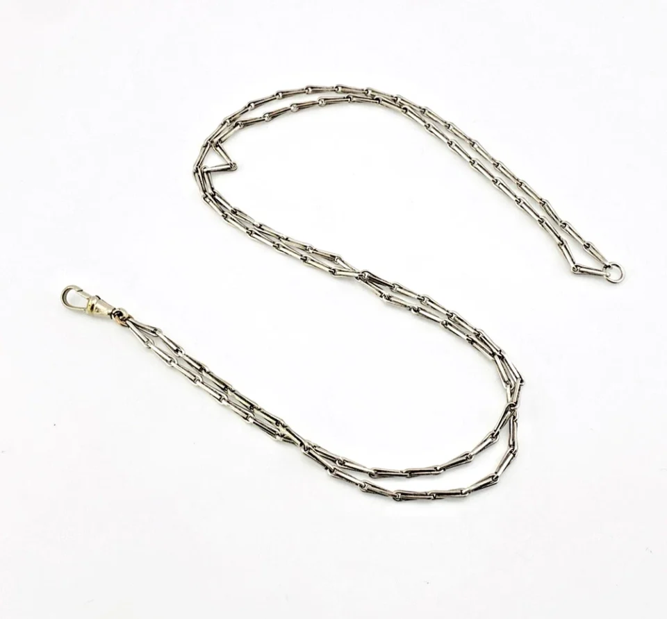 Antique Silver-Tone Hayseed Watch Chain Necklace