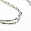 Long silver-tone hayseed-link watch chain necklace with dog clip