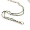 Long silver-tone hayseed-link watch chain necklace with dog clip