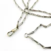 Long silver-tone hayseed-link watch chain necklace with dog clip