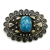 Blue faience scarab set in an ornate Egyptian 800 silver filigree brooch