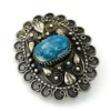 Blue faience scarab set in an ornate Egyptian 800 silver filigree brooch