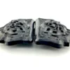 Victorian Whitby jet sash buckle carved with lily-of-the-valley flowers and scrolling foliage