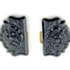 Victorian Whitby jet sash buckle carved with lily-of-the-valley flowers and scrolling foliage