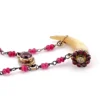 Ruby bead conversion necklace with Victorian mother-of-pearl cornucopia, garnet and antique paste ornament