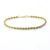 Vintage gold-filled rope chain bracelet measuring 7 inches long and 3mm wide with a slim tube clasp