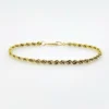 Vintage gold-filled rope chain bracelet measuring 7 inches long and 3mm wide with a slim tube clasp