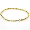 Vintage gold-filled rope chain bracelet measuring 7 inches long and 3mm wide with a slim tube clasp