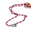 Ruby bead conversion necklace with Victorian mother-of-pearl cornucopia, garnet and antique paste ornament