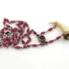 Ruby bead conversion necklace with Victorian mother-of-pearl cornucopia, garnet and antique paste ornament