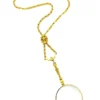 Vintage gold-plated magnifying loupe necklace with an adjustable slide and 30-inch scroll-link chain