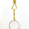 Vintage gold-plated magnifying loupe necklace with an adjustable slide and 30-inch scroll-link chain
