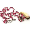Ruby bead conversion necklace with Victorian mother-of-pearl cornucopia, garnet and antique paste ornament