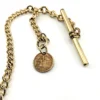 Antique R. F. Simmons gold-filled graduated Albert watch chain with T-bar, dog clip and George B. Soley Philadelphia Mint token