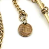Antique R. F. Simmons gold-filled graduated Albert watch chain with T-bar, dog clip and George B. Soley Philadelphia Mint token