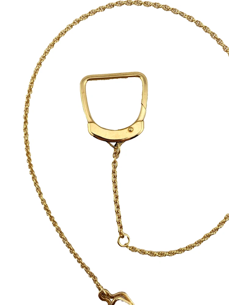 Vintage Swank 1/20 12K gold-filled belt-clip key holder with long rope chain, fob ring and hinged key clip