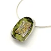 Norwegian Sterling Silver Green Enamel Modernist Brooch Pendant necklace
