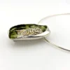 Norwegian Sterling Silver Green Enamel Modernist Brooch Pendant necklace