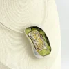 Norwegian Sterling Silver Green Enamel Modernist Brooch Pendant necklace