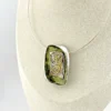 Norwegian Sterling Silver Green Enamel Modernist Brooch Pendant necklace