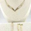 Vintage Italian tricolor gold vermeil Riccio necklace bracelet and drop earrings set in 925 sterling silver