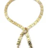 Attributed 1948 Alfred Philippe Trifari honeycomb cravat necklace with moonstone glass clasp