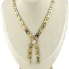 Attributed 1948 Alfred Philippe Trifari honeycomb cravat necklace with moonstone glass clasp