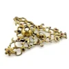 Late-18th-century Georgian gilt-brass necklace centerpiece with natural baroque pearls, red garnet-colored paste glass and pierced Rococo scrollwork