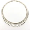 Vintage Italian sterling silver Modernist collar necklace with graduated dimensional spearhead fringe links