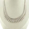 Vintage Italian sterling silver Modernist collar necklace with graduated dimensional spearhead fringe links