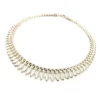 Vintage Italian sterling silver Modernist collar necklace with graduated dimensional spearhead fringe links