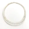 Vintage Italian sterling silver Modernist collar necklace with graduated dimensional spearhead fringe links