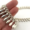 Vintage Italian sterling silver Modernist collar necklace with graduated dimensional spearhead fringe links