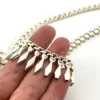 Vintage Italian sterling silver Modernist collar necklace with graduated dimensional spearhead fringe links