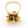 Circa 1960s hand-fabricated 14k gold Atomic starburst ring with natural pear-shaped opals and diamond accents
