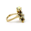 Circa 1960s hand-fabricated 14k gold Atomic starburst ring with natural pear-shaped opals and diamond accents