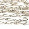 Vintage 800 Silver Sheaf Link Long Guard Chain, 58 Inches - link closed up